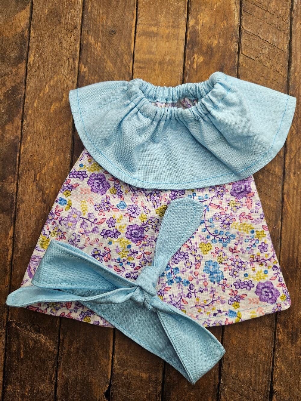 Floral Dress with Light Blue Collar and Headband