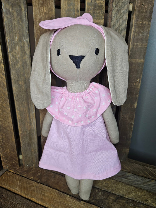 Tan bunny with light pink dress