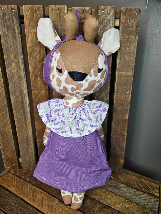 Giraffe in Purple Dress