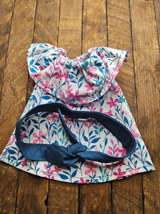 Pink & Teal Floral Dress with Teal Headband