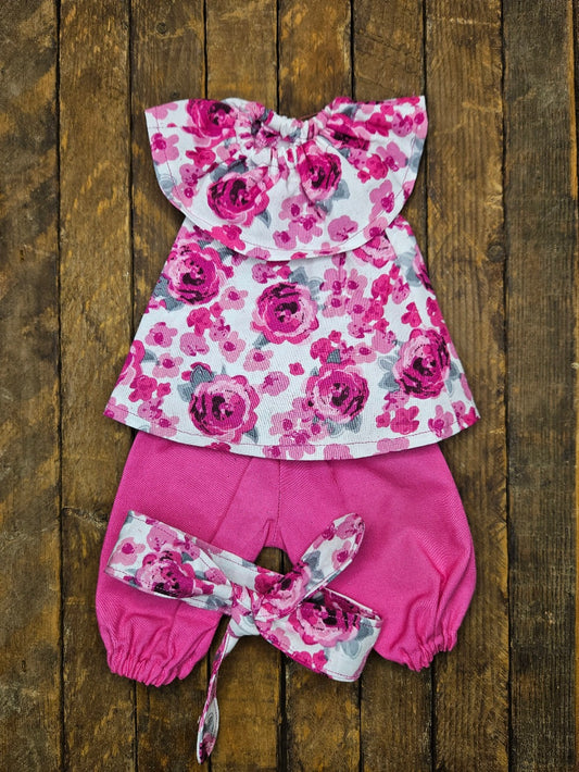 Floral Pink 2 Piece Outfit with Headband