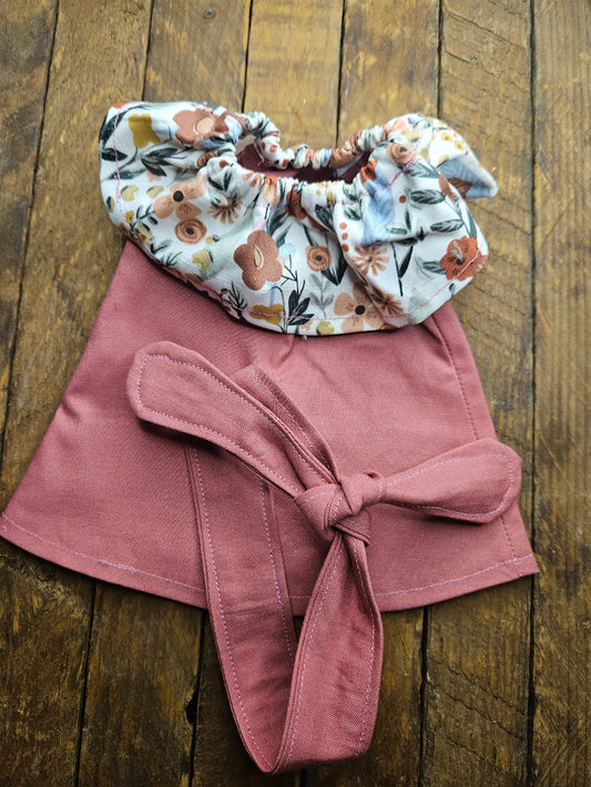 Floral Rose Pink Dress with Headband